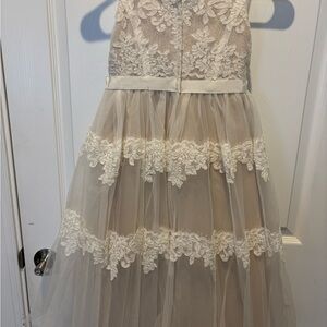 David's Bridal Cream Lace Kids Dress